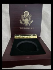 2 WOOD CHALLENGE COIN BOXES  EMPTY FOR ONE COIN WASHINGTON GOLD EAGLE SEAL picture