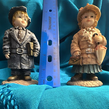 Vintage K's Collection Resin Figurine Set - Boy and Girl School Dress Up 5.5