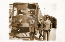 Fredonia NY New York Trolley Streetcar & Drivers RPPC Photo Postcard COPY picture