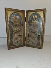 Antique WWI Illuminated Diptych In Flanders Fields & Moina Michael Victory... picture