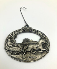 Danforth Frost Collection Pewter Winter Horse-Drawn Sleigh Ornament 1990 USA picture