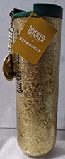 Wicked x Starbucks Stainless Steel Vacuum Sealed Tumbler Gold Glitter NEW 16 OZ picture