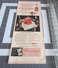 1957 MOTO-MOWER Turns lawn mowing into fun, Vintage Print Ad picture