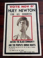 ORIG. 1968 HUEY NEWTON FOR CONGRESS - BLACK PANTHER PARTY POSTER - PLS OFFER picture