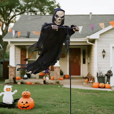 Outdoor Halloween Skeleton Decorations, 7.8Ft Flying Rotated Skull Reaper Ghost picture