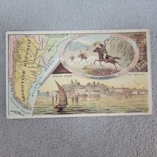 1889 Arbuckle Coffee Trade Card Map of Argentina #82 Gaucho Bolas picture
