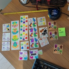 Vintage 1986 Sandylion Prism Sticker Lot Punk Faces Dinosaur Bear Strip Rare picture