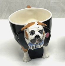RARE TOM HATTON 3D Hand-Painted BULLDOG Ceramic Animal Mug Signed 4