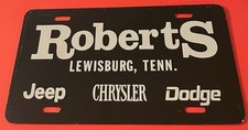 Roberts Chrysler Dodge Jeep  Dealership Booster License Plate Lewisburg TN picture