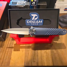 Dream Tech D4052TBL Pocketknife Titanium Blue Stainless Drop Point Frame Lock picture