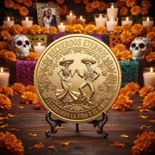 Recuerdos Eternos Coin Dia De Los Muertos Day of The Dead Commemorative Gift picture