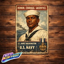 Dorie Miller WWII Propaganda Poster 8x12 Aluminum Sign Funny Vintage Sign picture