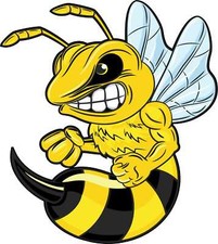 4in x 4.5in Left Facing Hornet Vinyl Sticker Car Truck Vehicle Bumper Decal picture