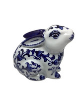 Floral Blue and White porcelain Bunny 6