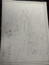 Bruce Timm Original Art (19 Character Front And Back Dual Signed) picture