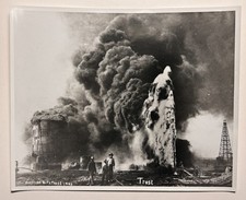 SPINDLETOP OIL FIELDS FIRE 1902 F. Trost Original Photograph Beaumont Texas Rig picture