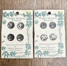 Vtg 1984 Danforth Pewter Maiden Vermont Moon & Stars Buttons Hand Cast Lot of 8 picture