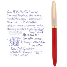 1953 SHEAFFER SENTINEL FIESTA RED SNORKEL 14K MEDIUM NIB FOUNTAIN PEN RESTORED picture