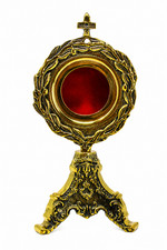 Antique High Polish Brass Monstrance Reliquary Ostensorium Display 10 Inch picture