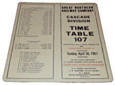 APRIL 1967 GREAT NORTHERN CASCADE DIVISION EMPLOYEE TIMETABLE #107 picture