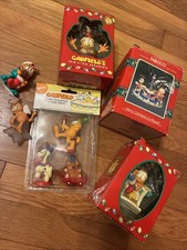 LOT NEW in Box Vintage Garfield Ornaments and 2 UNBOXED USED picture