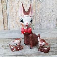 Vintage Arnart Deer Reindeer Doe & Fawns Chained Sugar Texture MCM Kitschy 6.75