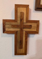 Vintage 3D 3 Layer Wooden Cross  Wall Hanging Handcrafted  13.5