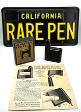 Vintage Rare 1920s Montblanc BLACK HARD RUBBER  INKWELL NEAR MINT BOX & PAPERS picture