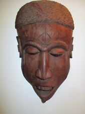 Vintage Authentic Wakamba Ceremonial Teak Wood Mask Folk Art picture
