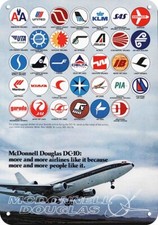 1975 McDONNELL DOUGLAS DC-10 Jet Airline Logos **DECORATIVE REPLICA METAL SIGN** picture