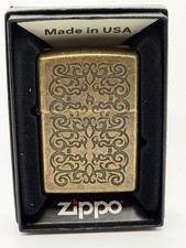 2023 Tattoo Design Double Sided Antique Brass Zippo Lighter NEW 48484 picture