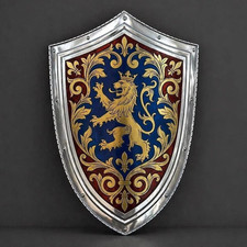 Medieval Handcrafted Heraldic Lion Shield Etched Steel Knight Armor Wall Decor picture