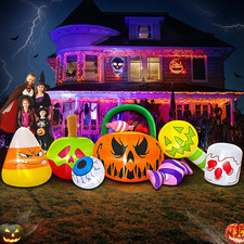 10FT Halloween Inflatable Pumpkin Ghost Combo LED Outdoor Yard Decoration picture