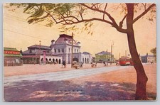 Vintage Osaka Japan Tenjin Station Tram Street Scene Postcard c1910s picture
