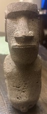 Vtg Hoa Hakananai'a Statue Lava Rock Easter Island Genuine Rapa Nui Carving 8” picture