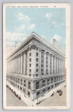Vintage 1927 Chicago City Hall County Building Postcard picture