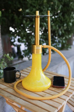 AlfeShisha Performance Epoxi Hookah Gold, Glass Shisha, Portable Glass Vase picture