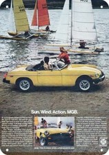 1978 MGB MG Convertible Sports Car & Sailboats DECORATIVE REPLICA METAL SIGN picture