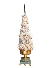 Vintage Italian Large Grotto Style Seashell & Rock Crystal Topiary on the Gilt S picture