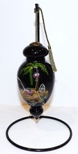 FABULOUS HTF NE'QWA ART GLASS LOST IN PARADISE MICHAEL GODARD ORNAMENT & STAND picture