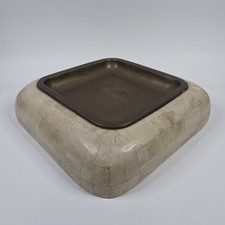 Vintage Hollywood Regency tessellated stone bone and brass catchall ashtray picture