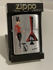 Shag Zippo Martini Girl With Cat Fireplace Josh Agle Flamerite New In Case Rare picture