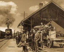 RPPC photo of Fowlerville, Mi, Train Station, Very Cool, No Longer There, Rare picture
