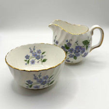 Vintage Adderley “Forget Me Not” Fine Bone China Floral Creamer & Sugar Set  picture