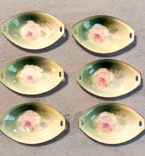 Antique RS Germany Porcelain Salt Sauce Dips Floral Set of 6 Hand Painted picture