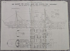 1954 Royal Yacht Britannia Shipbuilder Marine Engineer Deck Plan Plate XI 14
