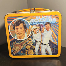 Buck Rogers in the 25th Century Metal Lunchbox w/ Matching Thermos Blue/Yellow picture