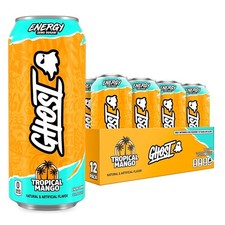 GHOST Energy Drink - 12-Pack, Tropical Mango, 16oz Cans - Energy & Focus & No Ar picture