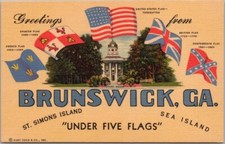 c1940s BRUNSWICK Georgia Large Letter Postcard 