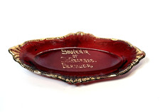Antique St George Bermuda Red Cut Glass Souvenir Trinket Candy Dish Island picture